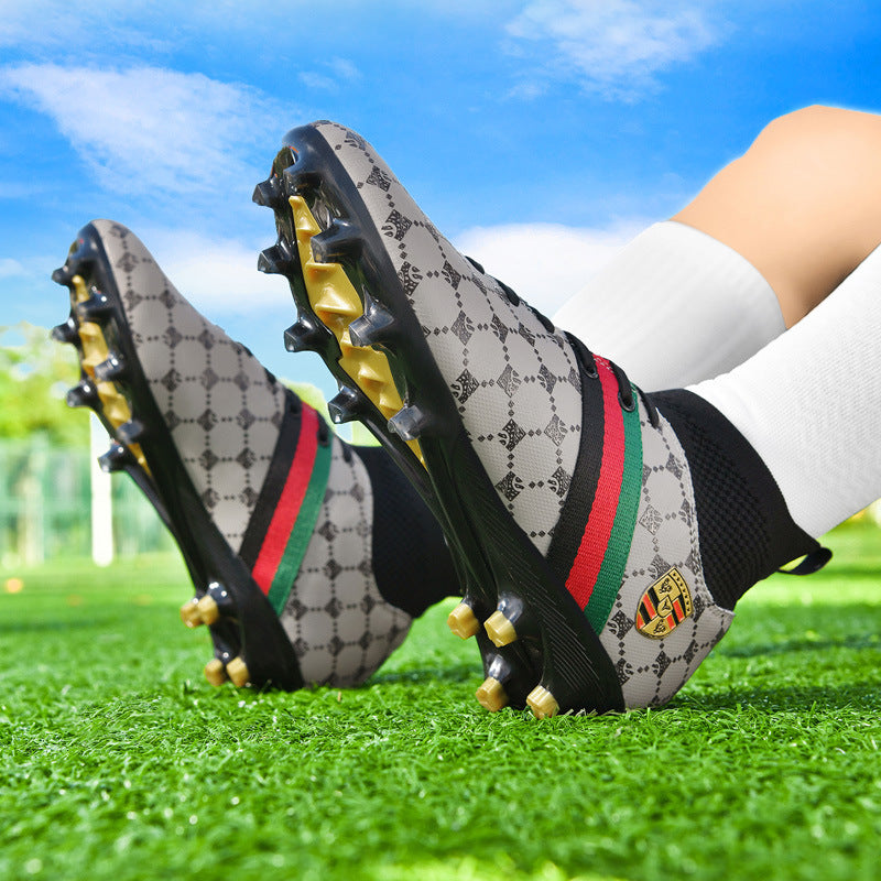 Hot-selling High-top Soccer Shoes tf Artificial Grass with Broken Nails AG Nail Leather Foot Men's and Women's Children's Youth Student Training Shoes