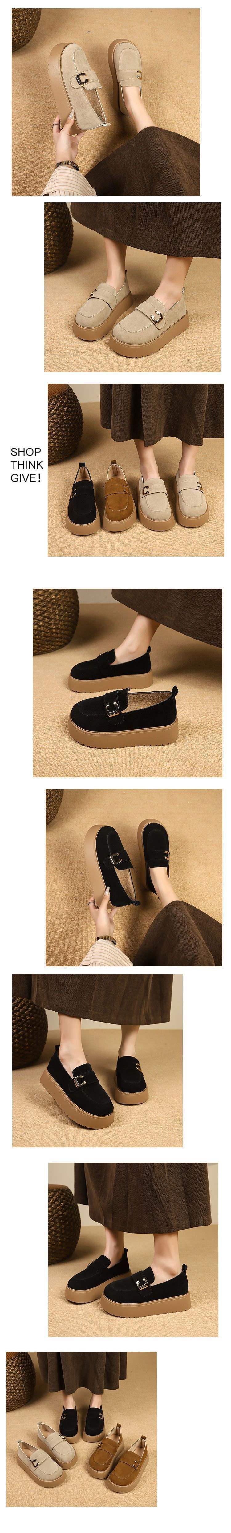 Women's Thick-Soled Birkenstock Shoes2025New Spring Retro Slip-On Lazy Casual Loafers Warm Birkenstock Single Shoes