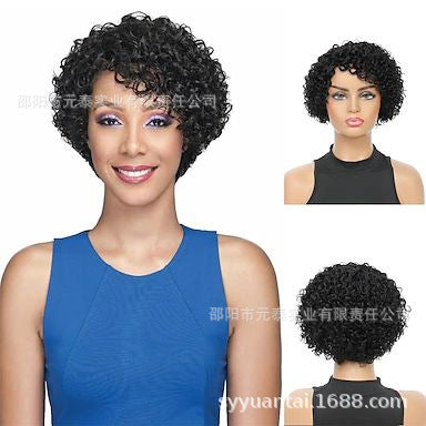 6 Inch Short Curly Wavy Human Hair Wigs Short Pixie Cut Wigs