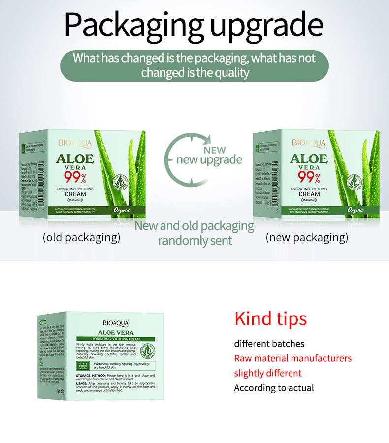 Aloe Vera Face Cream50g BIOAOUA Hydrating, soothing, and nourishing skin moisturizing cream for  foreign trade wholesale