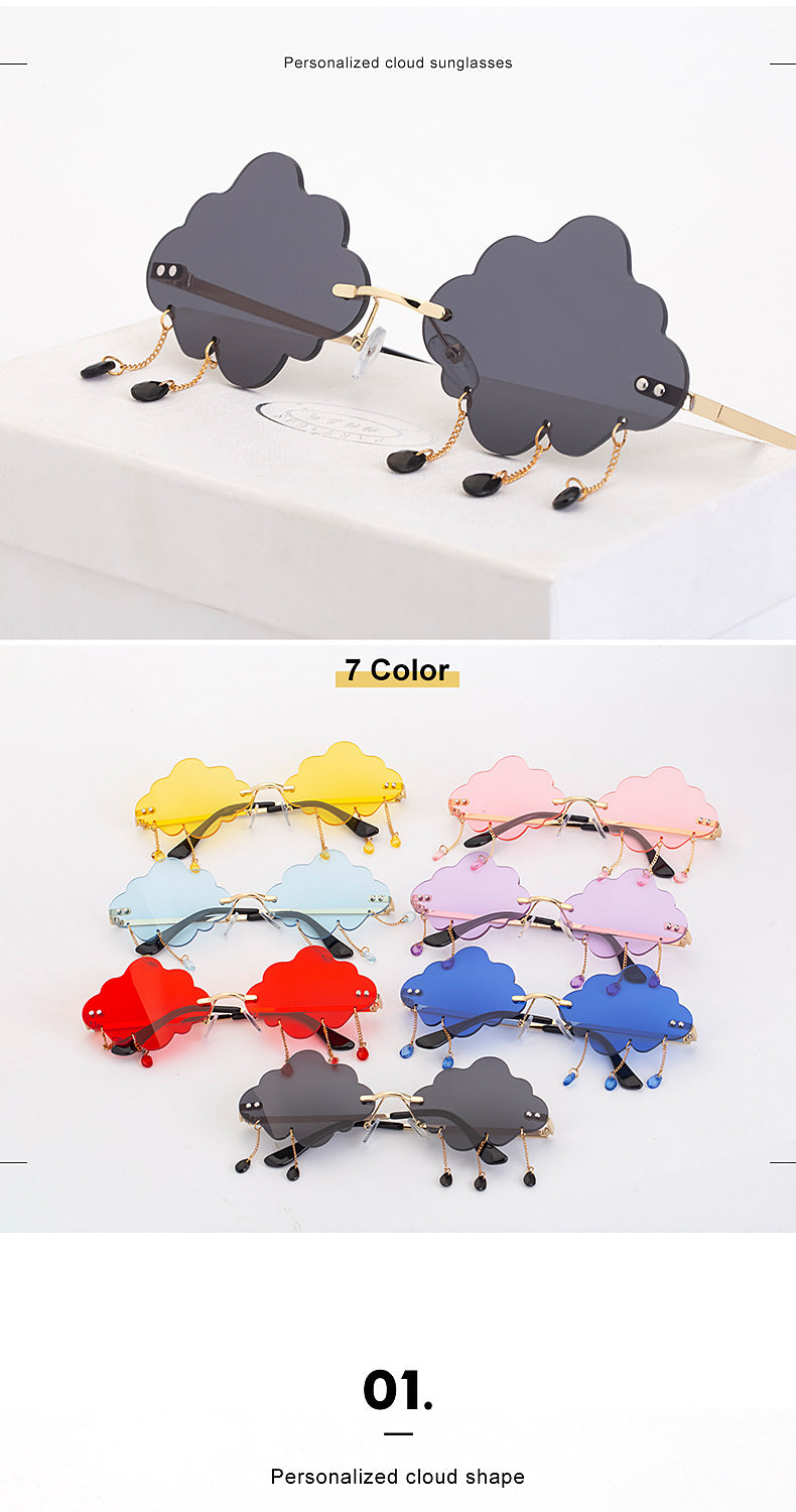 New Sunglasses for Women with Pendant Cloud Design, Trendy Personality Party Funny Ocean Film Prom Sunglasses