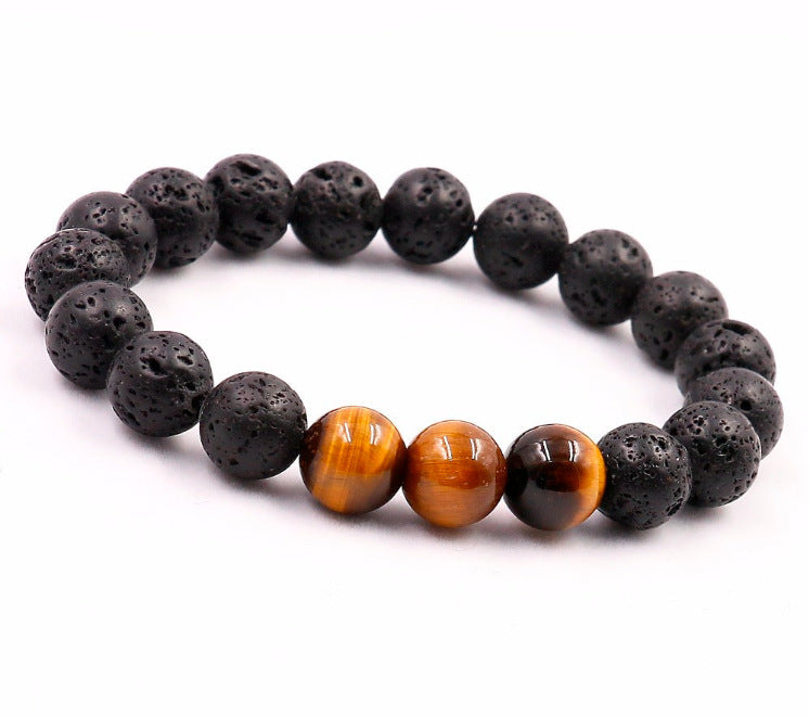 AliExpress8mm Volcanic Lava Stone Bracelet Natural Emperor Stone Couple Fashion Bracelet Factory Direct Sale