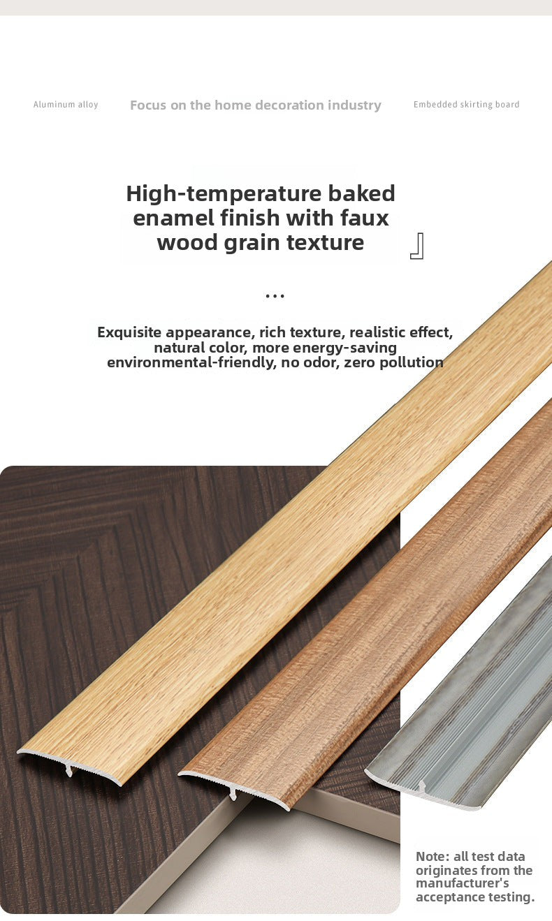 Aluminum alloy wood grain flooring trim edge strip t Door threshold edge trim strip, door seam trim strip, aluminum buckle strip