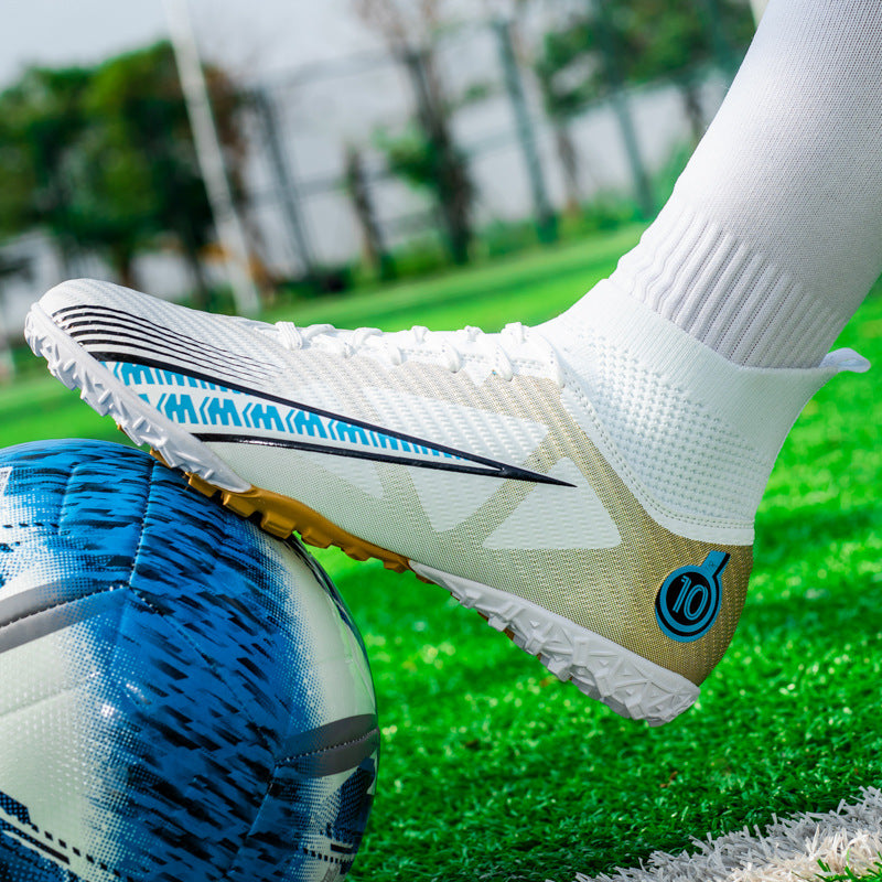 World Cup Football Shoes Men's High Top Long Spike Lawn Broken Spike Youth Student Competition Training Shoes