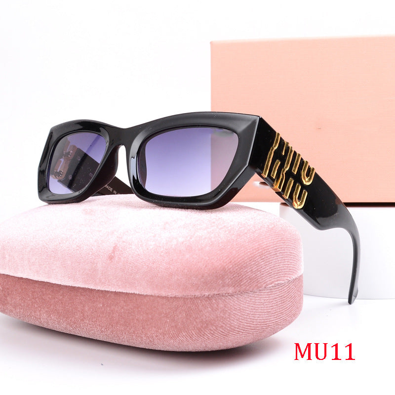 MU11Fashion Square Frame Letter Leg Sunglasses UV Protection Unisex Trendy Cat Eye Retro