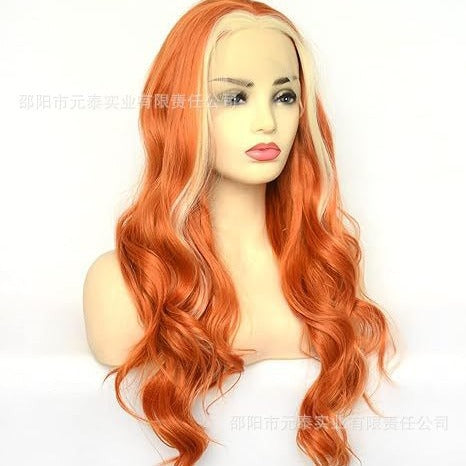 Synthetic Lace Front Wig Orange with Blonde Highlight wigs - 图片 3