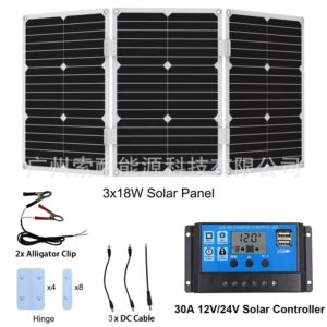 Solar panel54W Monocrystalline Solar Charging Panel 5V Double USB Mouth 12V/24V 30A Controller