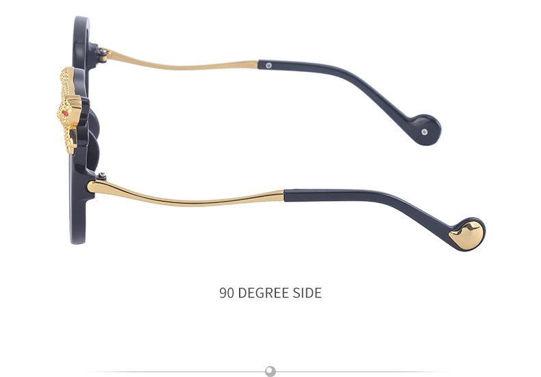 2025New Anti-Blue Light Glasses for Women Leopard Head Diamond-Studded European and American Round Frame Sunglasses Trendy Large Frame Sunglasses High-End Feel - 图片 33