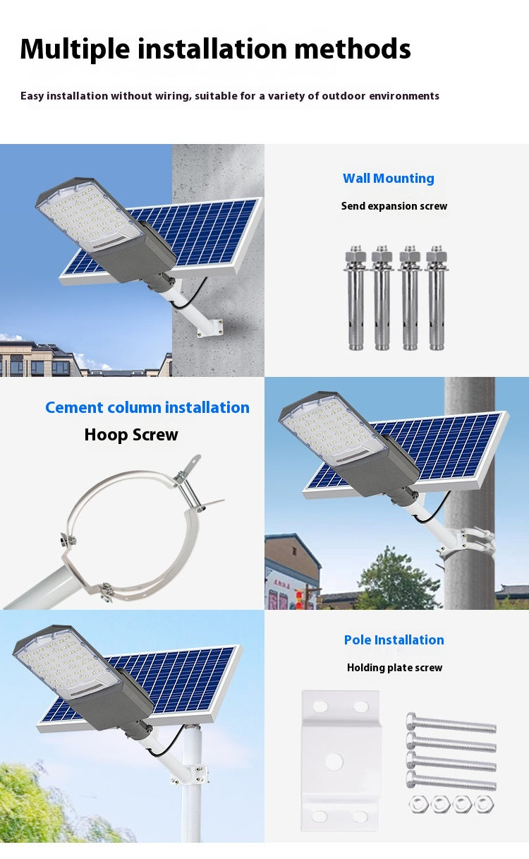New Rural Lighting Engineering 6m Road Lamp Outdoor Solar LED Lamp Wide-Angle 4-Sided Aluminum Battery for Household Garden Use - 图片 21