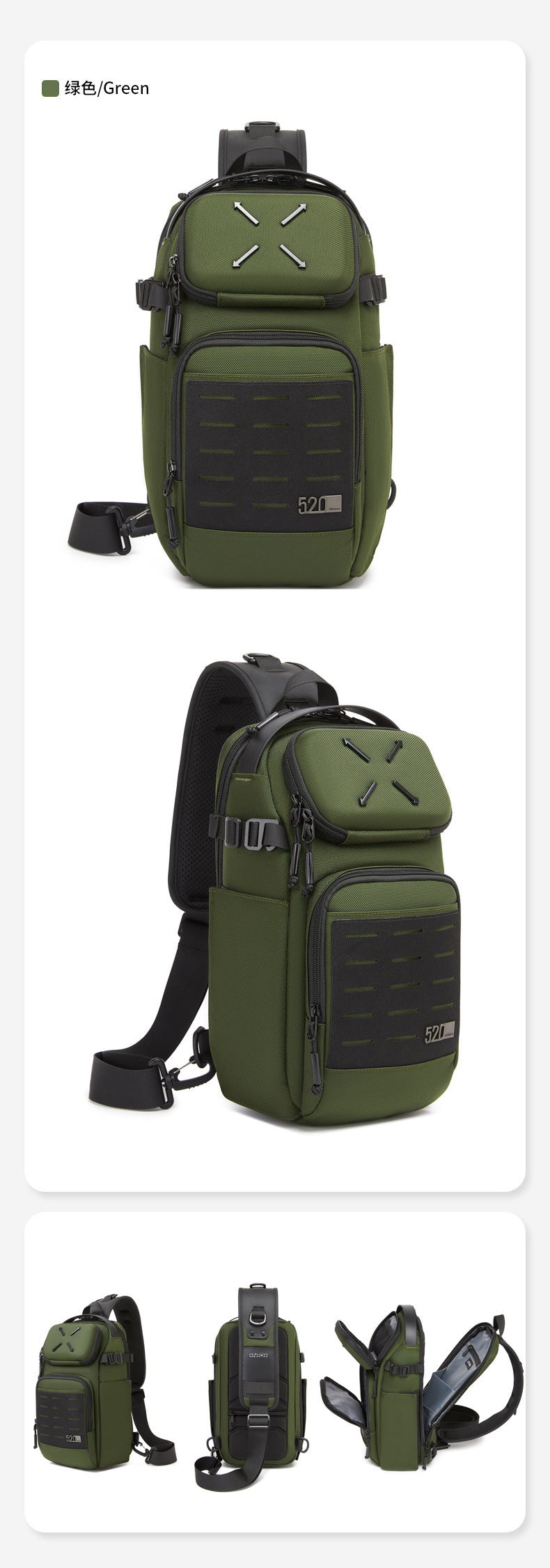 ozuko Men's Chest Bag Crossbody Bag High-end Waterproof Large Capacity Trendy Men's Shoulder Bag Commuting Portable Bag - 图片 28