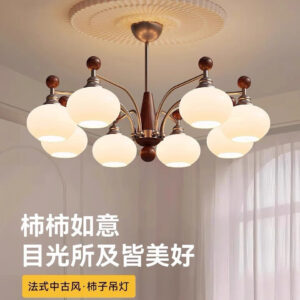 Vintage Retro Solid Wood Living Room Designer Persimmon Pendant Light Vintage French Cream Style Bedroom Living Room Dining Room Light