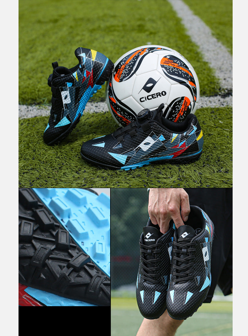 Rotating Buckle Football Shoes Breathable Anti-Slip TF Children's and Teenagers' Turf Training Shoes for Flat Ground Competitions - 图片 25