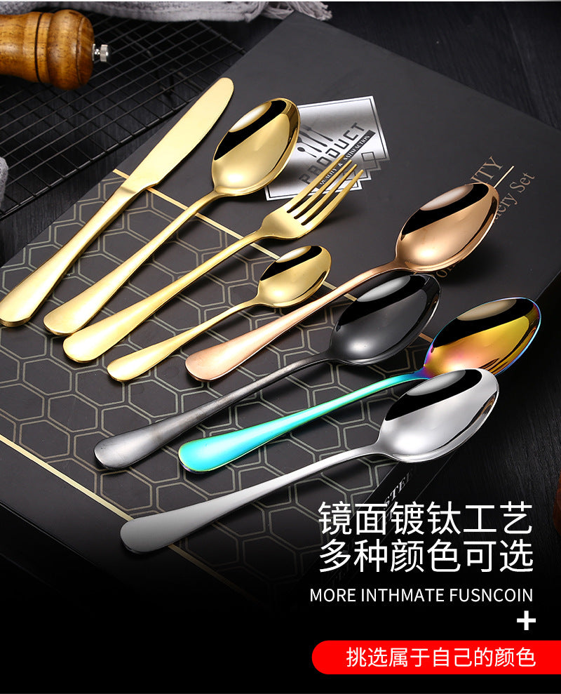 1010Stainless Steel Tableware Hotel Restaurant Knife Fork Spoon Set Western Steak Knife Fork24Set - 图片 12