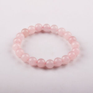 Women's Crystal Bracelet8mm Beaded Elastic Cord Simple Bracelet Natural Stone Beads Rose Quartz Bracelet