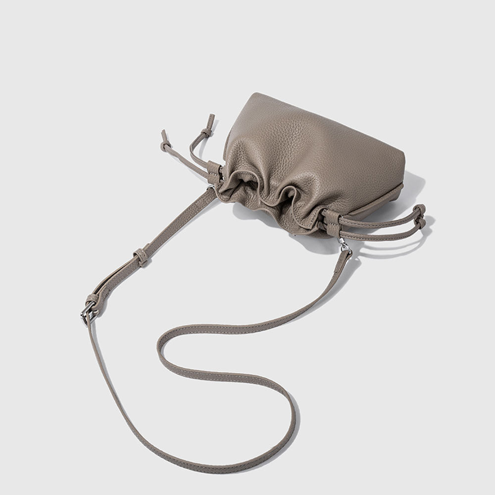 Wholesale pleated cloud bag genuine leather small handbag for women bag Bucket Bag Top Layer Cowhide Niche ins Shoulder Crossbody Bag - 图片 26