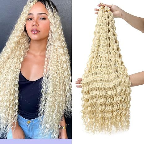 European and American Style Synthetic Hair Domestic Wig Crochet Hair Extensions Curly Hair Piece Deep Wave Bulk hair 30in120g - 图片 10