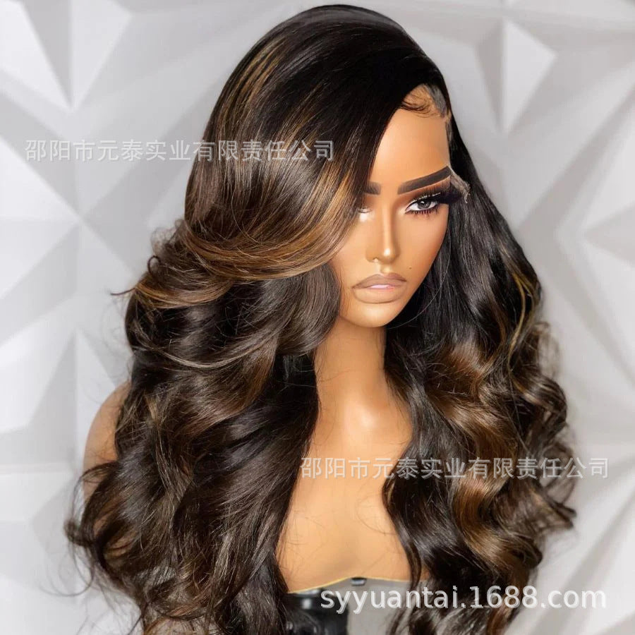 Highlight Lace Front Wig Ombre Light Brown Synthetic Wigs - 图片 4
