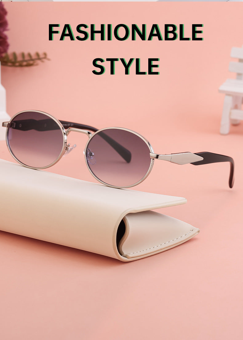 Oval Small Frame Sunglasses for Women, High-End Brand, European and American Style, Trendy UV Protection Sunglasses - 图片 15