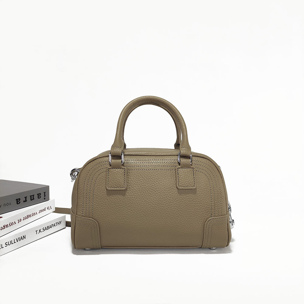 Large Capacity Genuine Leather Bag Top Layer Cowhide Women's Bag Single Shoulder Crossbody Ladies' Bag Handbag Round Bag Fashion Versatile - 图片 12