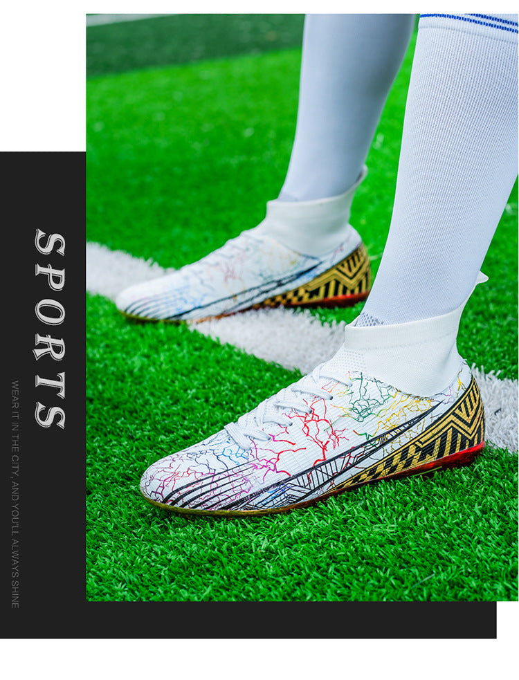 Large Size Men's Soccer Shoes AG Long Spike Gold-Plated Hot Stamping Football Shoes for Youth Professional Competition Training Shoes Wholesale - 图片 36