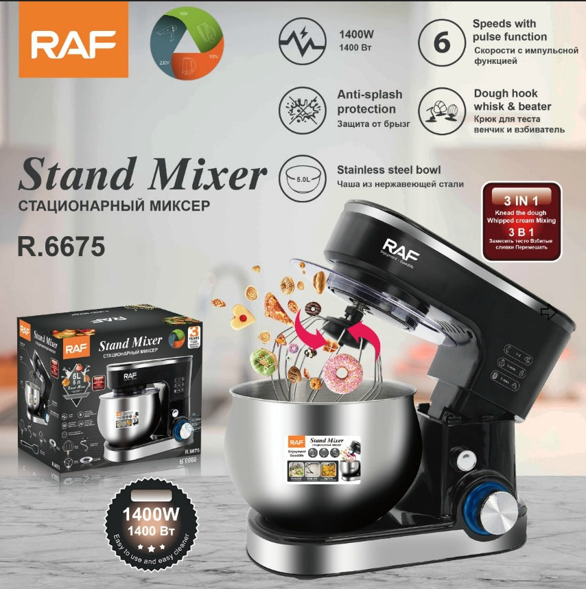 RAF EU Standard Kitchen Machine Stainless Steel Bowl High Power Dough Mixer Egg Beater Mixer Egg Beater5L - 图片 10