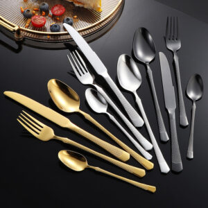 201Stainless steel tableware hotel high-end cutlery set24Set of Restaurant Star Point Steak Knife and Fork Set