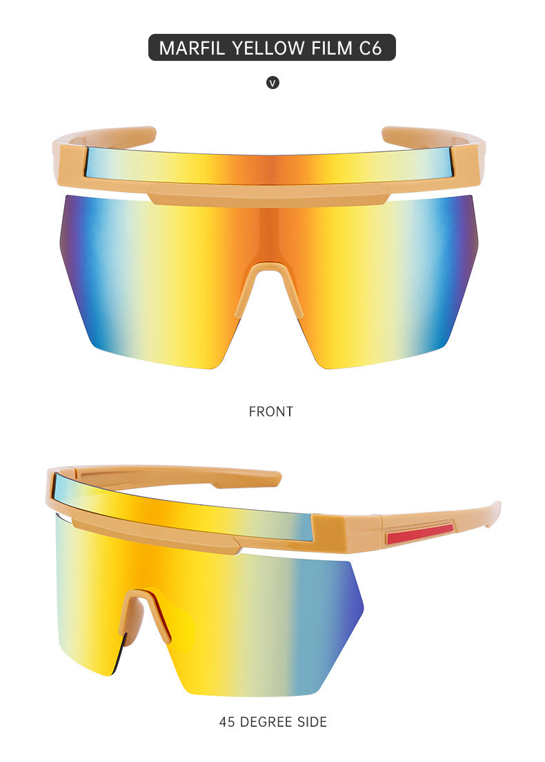 European and American Style Colorful Outdoor Sports Cycling Sunglasses for Women Trendy Fashion One-piece Windproof Sunglasses for Men Wholesale - 图片 22