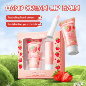 Strawberry Hand Cream Lip Balm Set SADOER Nourishing Autumn and Winter Hand Cream Lip Balm  Wholesale