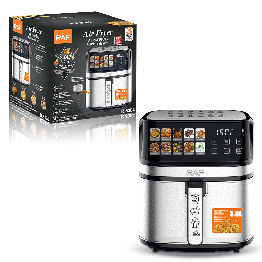 RAF European Standard8L Multifunctional Household Electric Fryer Visual Intelligent Touch Screen Oil-free Air Fryer Large Capacity - 图片 13