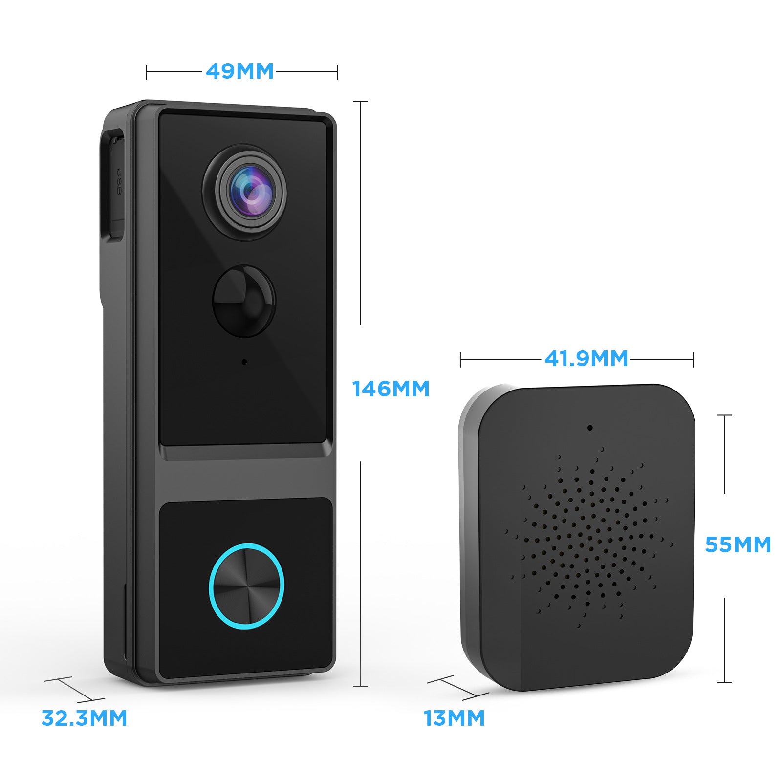 MR02WIFI Night Vision1080P Low Power Consumption Video Doorbell APP Remote Language Intercom Mobile Push Notification IP65 - 图片 5