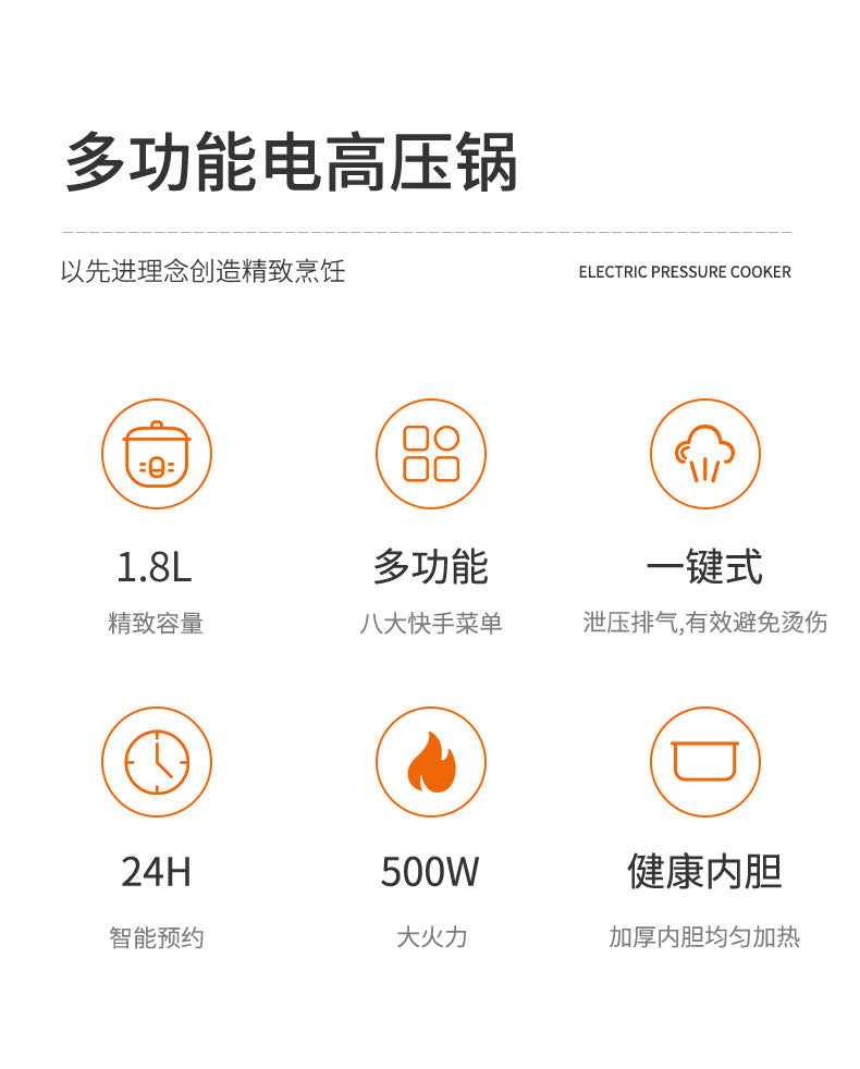 Internet Celebrity Style Small Household Rice Cooker2People1.8L Quick Cooking Automatic Pressure Cooker Smart Micro Pressure Cooker - 图片 16