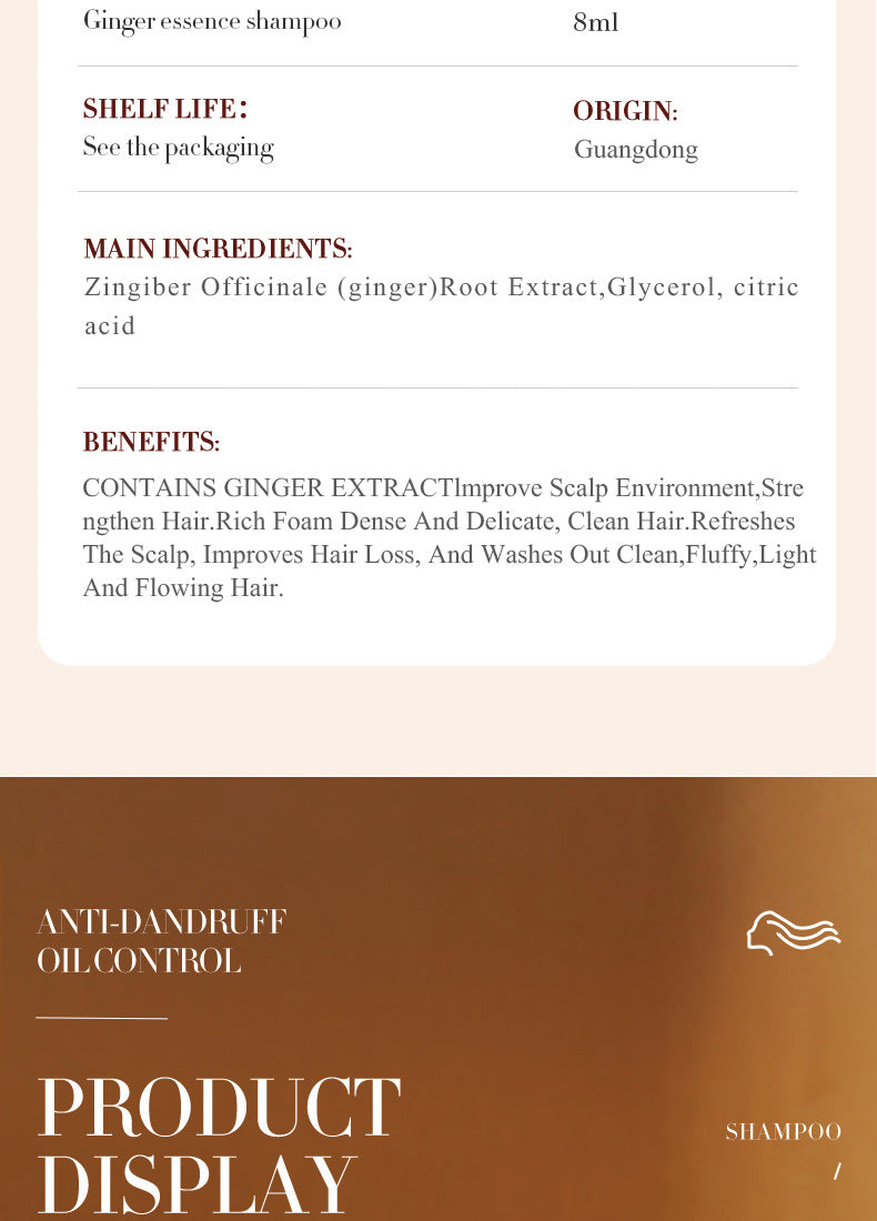 Ginger Shampoo Sachet SADOER Moisturizing, Smooth, Deep Cleansing, Portable Pack, Cross-Border Foreign Trade Wholesale - 图片 20