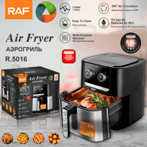 RAF European Standard Household Oil-Free Fryer Smokeless Electric Grill Electric Cooking Pot Air Fryer8L Large Capacity
