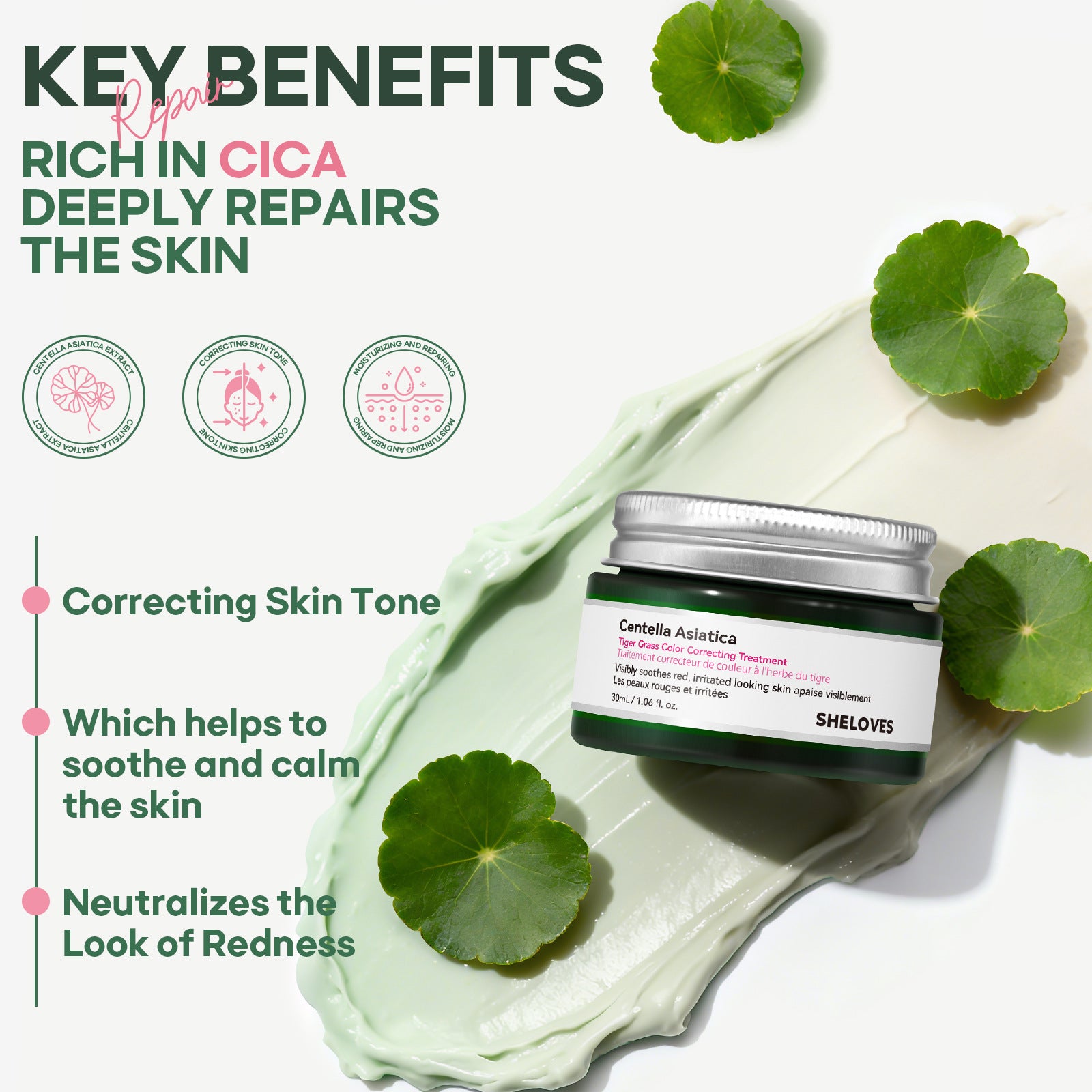 New Centella Asiatica Soothing Repair Essence Cream Corrects Redness and Conceals Skin Tone cica Cream - 图片 11