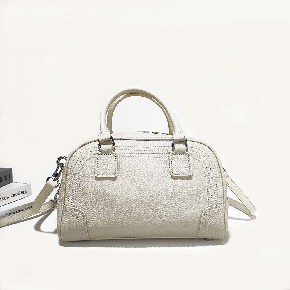 Large Capacity Genuine Leather Bag Top Layer Cowhide Women's Bag Single Shoulder Crossbody Ladies' Bag Handbag Round Bag Fashion Versatile - 图片 6