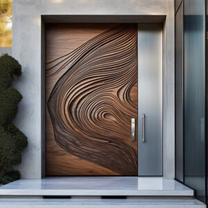 American Black Walnut Solid Wood Exterior Entrance Doors External Wooden Main Door for House Modern Exterior Front Entry Doors