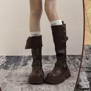 Vintage Long Boots2025Autumn and Winter New Thick Bottom British Fashion