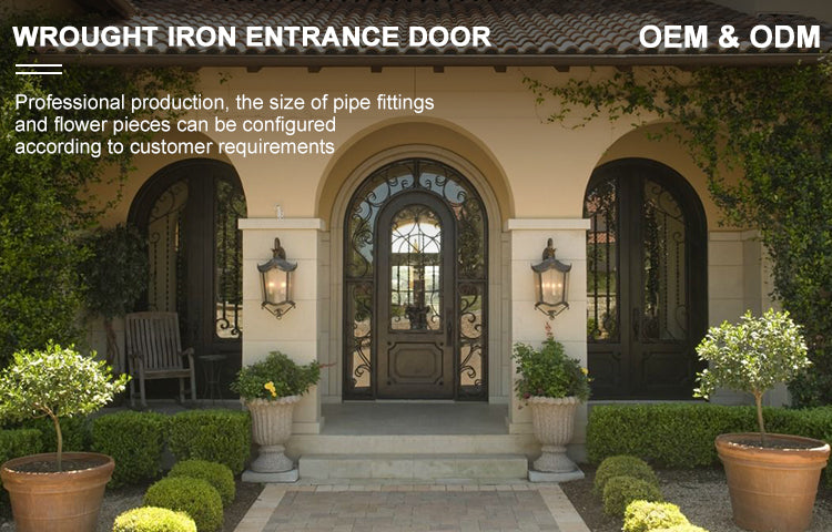 Foshan Factory High Quality Double Front Entry Doors Wrought Iron Doors Double Exterior - 图片 11