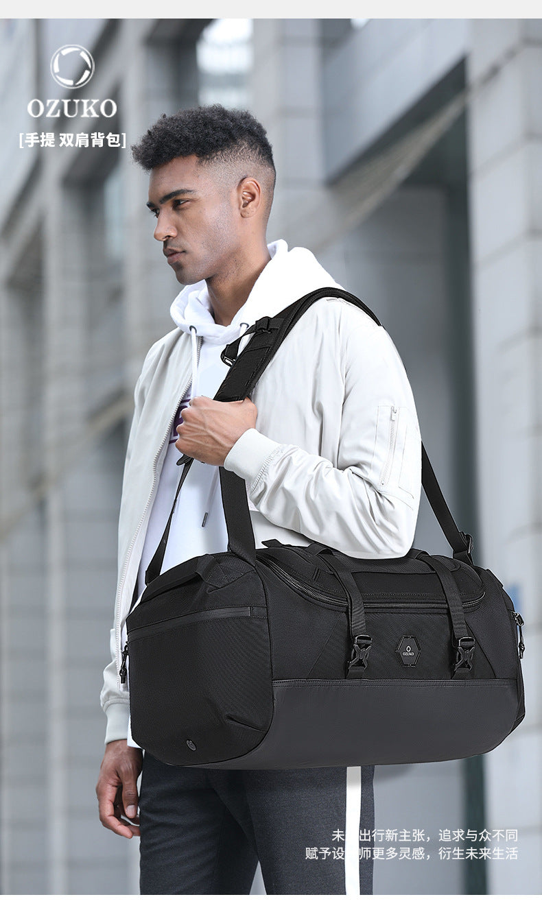 New Men's Travel Bag Large Capacity Sports Fitness Bag Waterproof Handheld Multifunctional Short Trip Backpack Yoga Bag - 图片 11