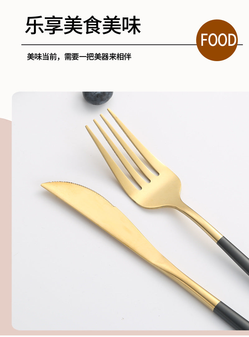 410Stainless Steel Cutlery Western Steak Knife Fork Spoon6People Serving Hotel Restaurant Portugal24Piece Suit - 图片 18