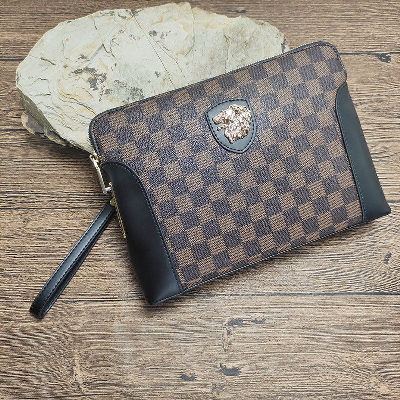 Fingerprint Lock Clutch Bag Large Capacity Business Men's Genuine Leather Handheld Luxury Woven Clutch Portable Fingerprint Unlock - 图片 13