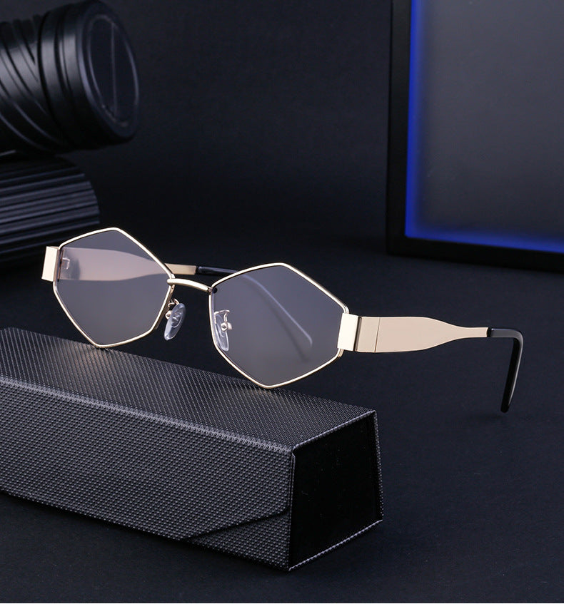 European and American Fashion Irregular Metal Sunglasses for Women Trendy Personality Wide Temple Sunglasses Wholesale sunglass - 图片 15