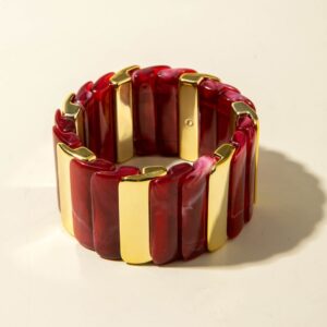 European and American Fashion Accessories ins Retro Style Wide Acrylic Bracelet Wholesale of Exaggerated Color Block Bracelets