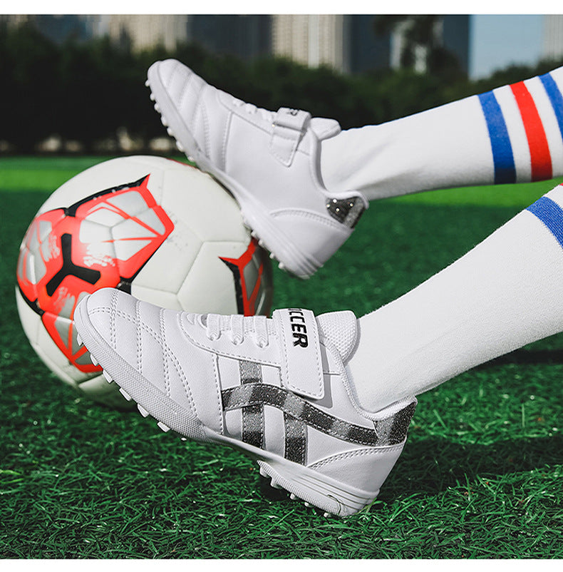 New football shoes for men and women with Velcro for children TF Broken Nail Style Youth Student Grassland Flat Training Shoes - 图片 28