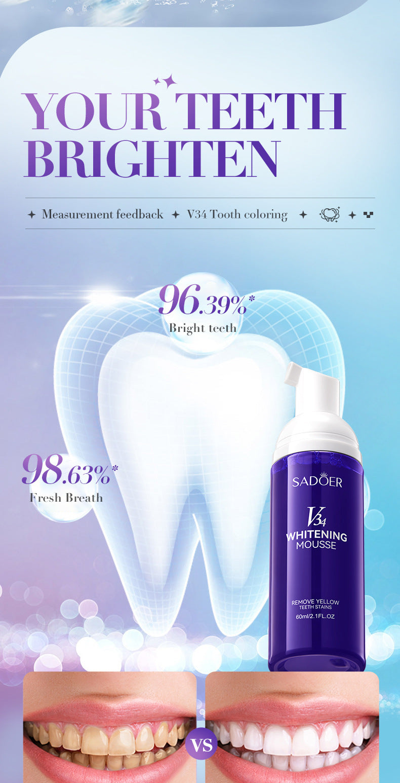 V34Whitening Foam Toothpaste SADOER Clean Teeth Clean Mousse Cross-Border Foreign Trade Wholesale - 图片 12