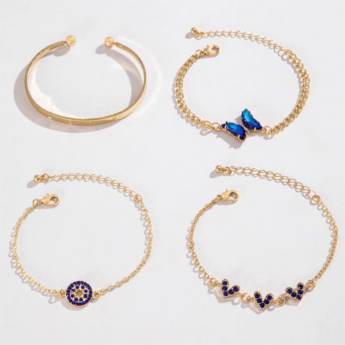 European and American Jewelry High-End Imitation Crystal Butterfly Bracelet Set Fashion Inlaid Diamond Heart Bracelet Wholesale - 图片 22