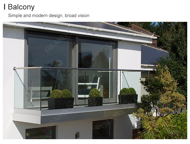 Contemporary Design Aluminum Glass Clamp Balcony Balustrades Handrail for Apartment Use - 图片 10