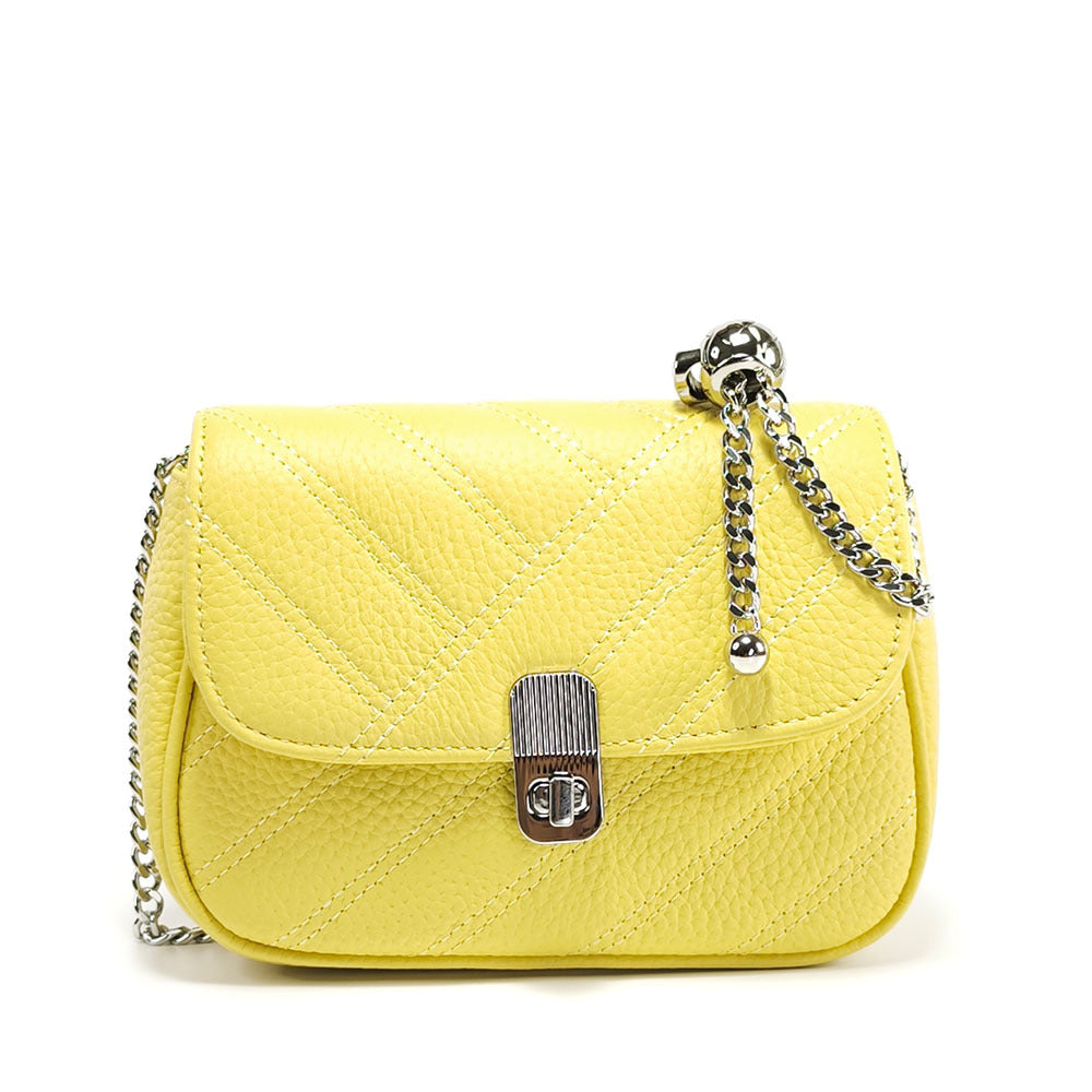 Genuine Leather Women's Bag New Metal Chain Small Square Bag Simple Versatile Chanel Style Single Shoulder Solid Color Embroidered Thread Crossbody Bag - 图片 32