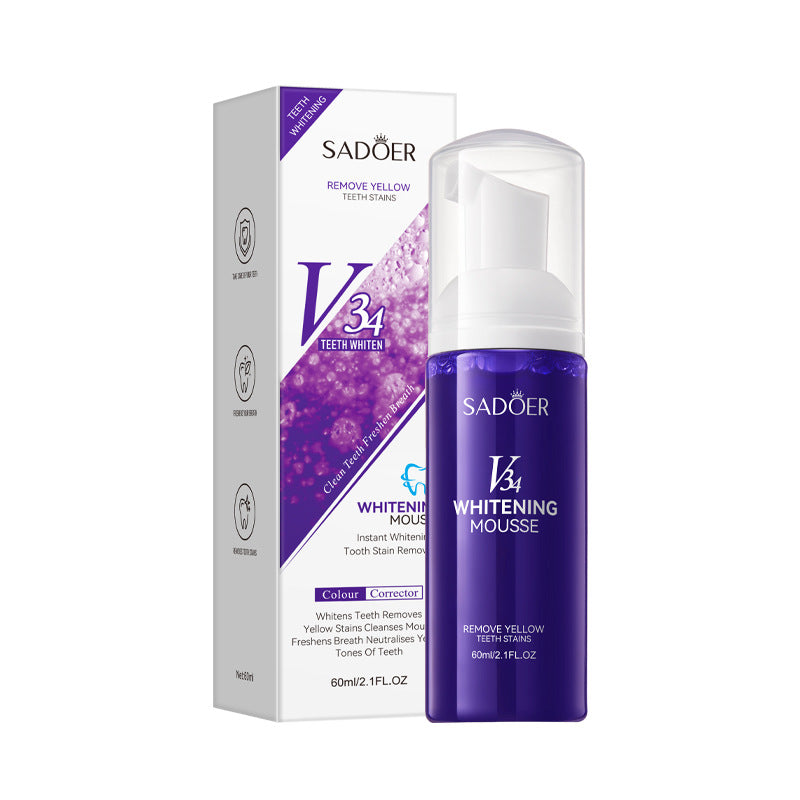 V34Whitening Foam Toothpaste SADOER Clean Teeth Clean Mousse Cross-Border Foreign Trade Wholesale - 图片 6