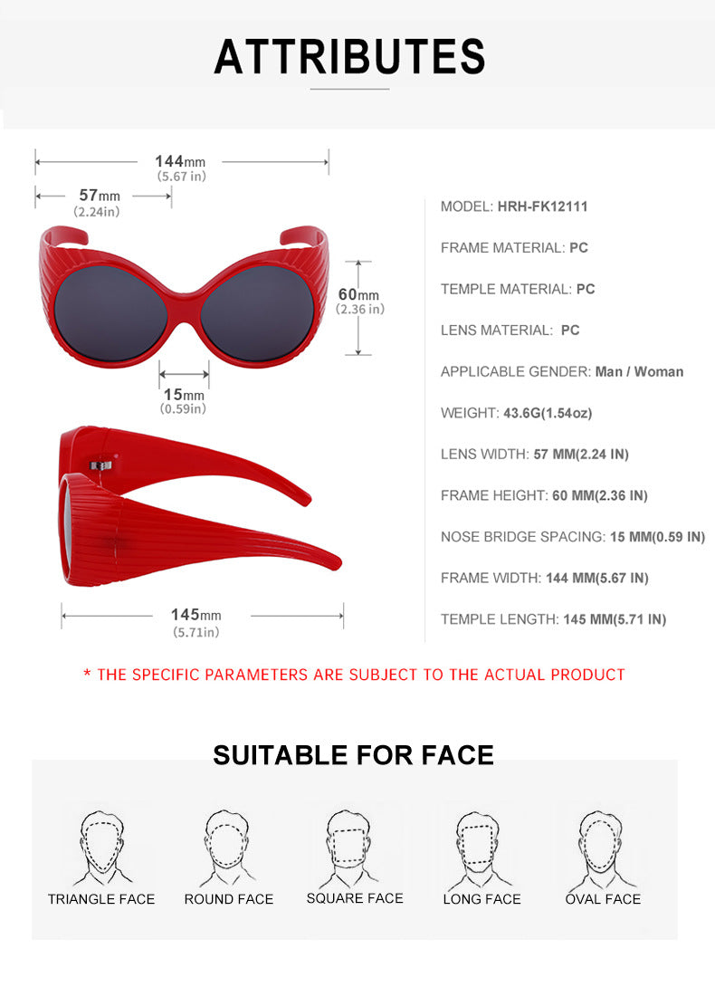 Fashion Catwalk Style Round Frame Sunglasses for Women Trendy High-end European and American Style Internet Celebrity Large Frame Sunglasses for Women Stage Performance - 图片 20
